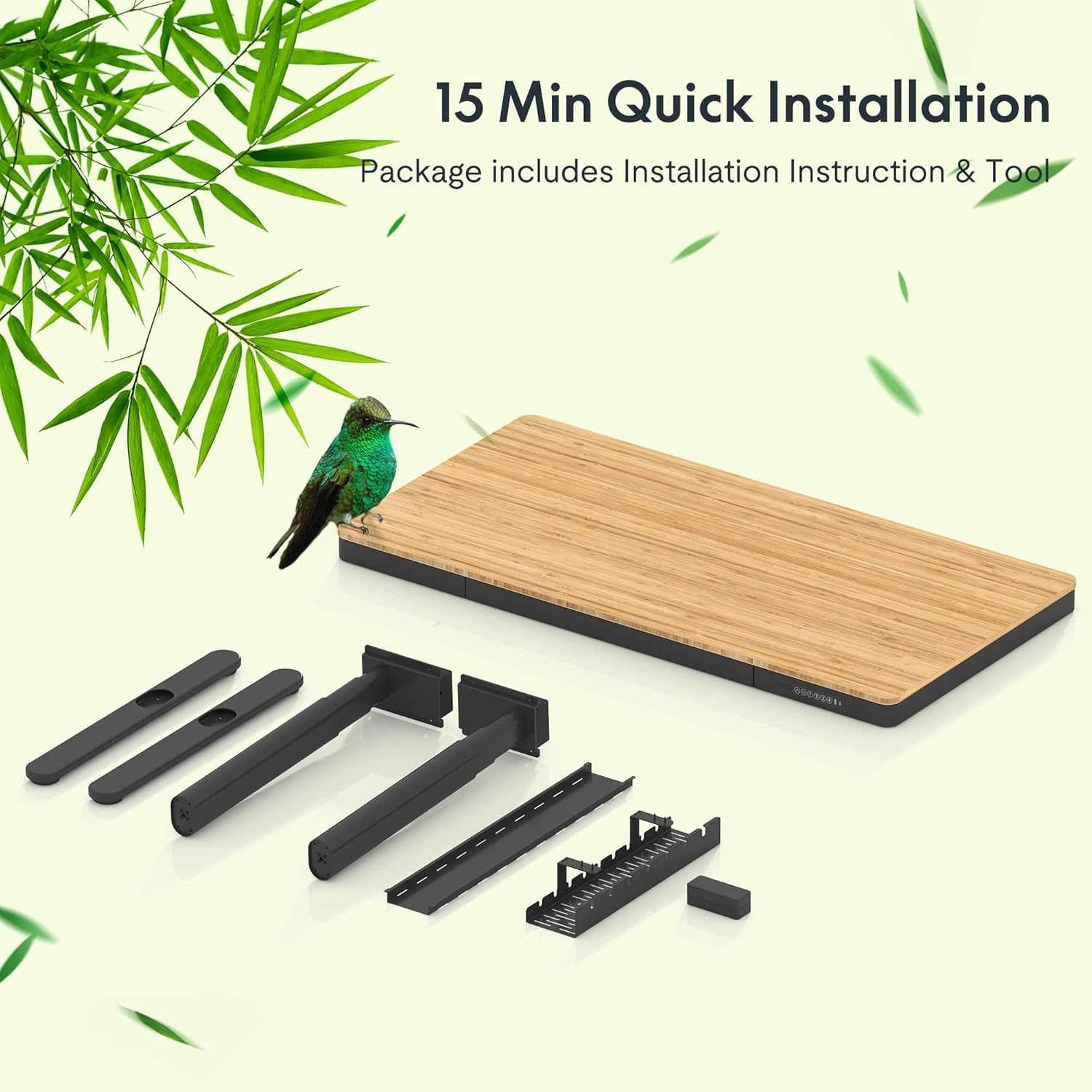 image:imageFLEXISPOT Q8 55 Bamboo Standing Desk Dual Motor 3 Stages Adjustable Height Electric Computer Workstation wWireless Charging Drawer Quick Install 220lbs Capacity Bamboo Tabletop White FrameBambooBlack