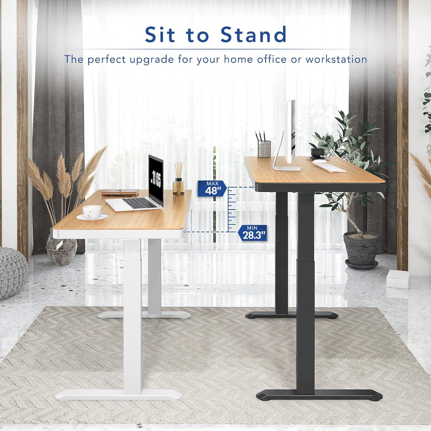 image:imageFLEXISPOT Q8 55 Bamboo Standing Desk Dual Motor 3 Stages Adjustable Height Electric Computer Workstation wWireless Charging Drawer Quick Install 220lbs Capacity Bamboo Tabletop White FrameNaturalBlack