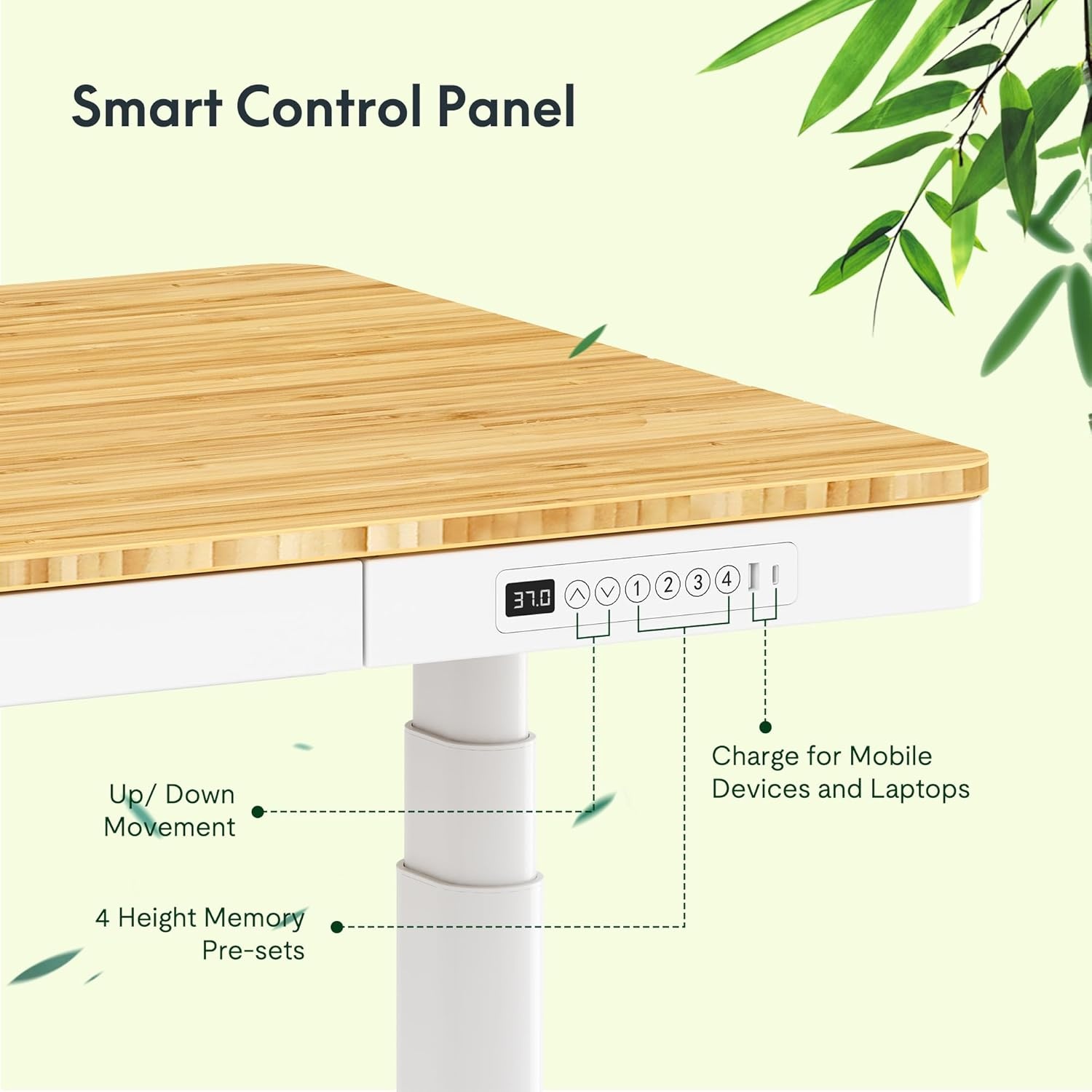 image:imageFLEXISPOT Q8 55 Bamboo Standing Desk Dual Motor 3 Stages Adjustable Height Electric Computer Workstation wWireless Charging Drawer Quick Install 220lbs Capacity Bamboo Tabletop White FrameBambooWhite