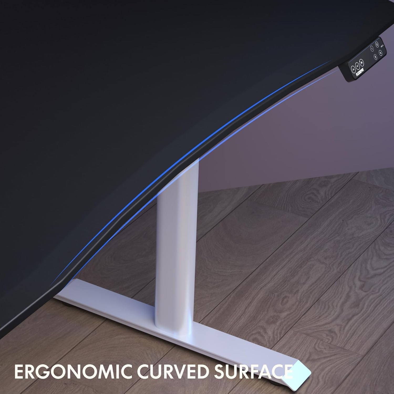 image:imageFLEXISPOT Z8 Luxe Oval Leg Gaming Standing Desk 55x28 in Electric Adjustable Height for MOBA Games Computer Desk for Home Office Gamer with Dual Motors USB Ports Whole Piece Black Frame Black TopWhite E8 Frame Black Top Moba