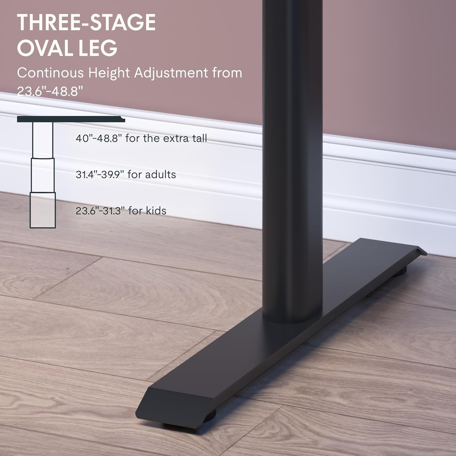 image:imageFLEXISPOT Z8 Luxe Oval Leg Gaming Standing Desk 55x28 in Electric Adjustable Height for MOBA Games Computer Desk for Home Office Gamer with Dual Motors USB Ports Whole Piece Black Frame Black TopBlack E8 Frame Black Top Fps
