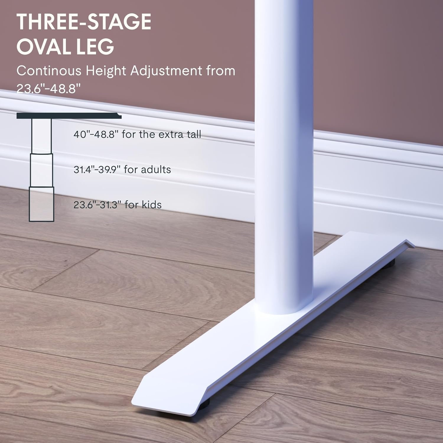 image:imageFLEXISPOT Z8 Luxe Oval Leg Gaming Standing Desk 55x28 in Electric Adjustable Height for MOBA Games Computer Desk for Home Office Gamer with Dual Motors USB Ports Whole Piece Black Frame Black TopWhite E8 Frame Black Top Moba