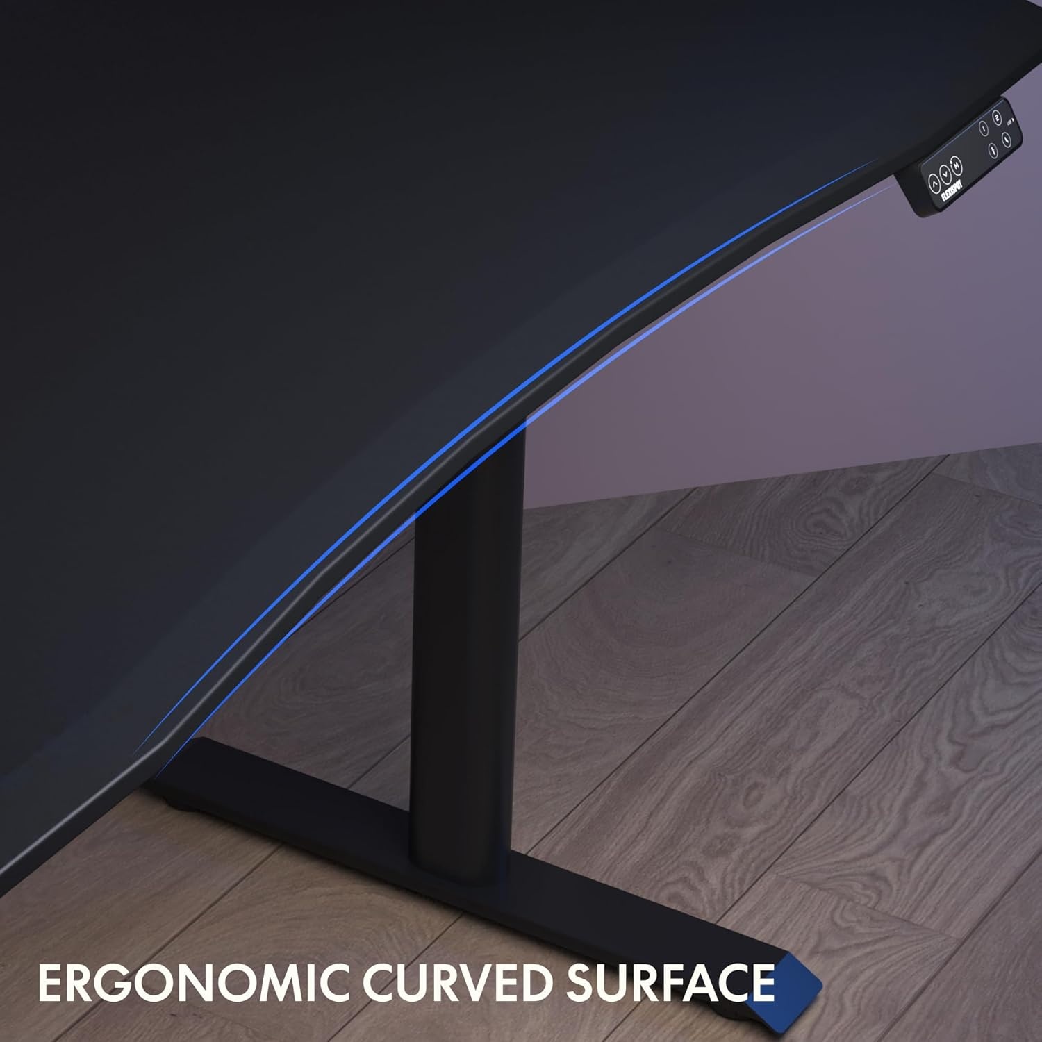 image:imageFLEXISPOT Z8 Luxe Oval Leg Gaming Standing Desk 55x28 in Electric Adjustable Height for MOBA Games Computer Desk for Home Office Gamer with Dual Motors USB Ports Whole Piece Black Frame Black TopBlack E8 Frame Black Top Moba