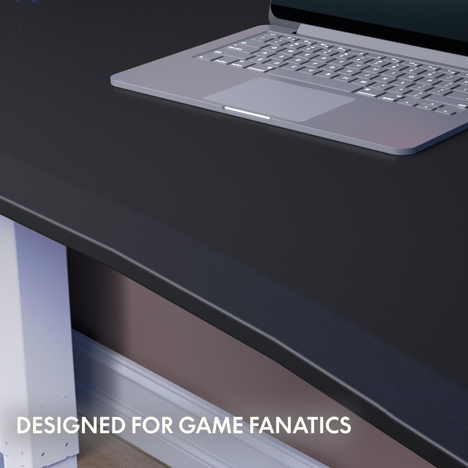 image:imageFLEXISPOT Z8 Luxe Oval Leg Gaming Standing Desk 55x28 in Electric Adjustable Height for MOBA Games Computer Desk for Home Office Gamer with Dual Motors USB Ports Whole Piece Black Frame Black TopWhite E6 Frame Black Top Moba