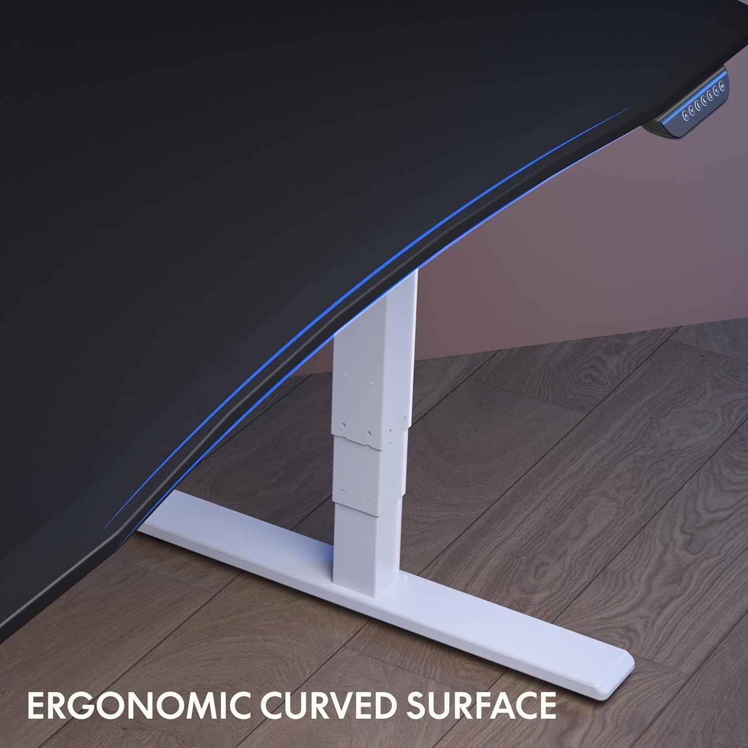 image:imageFLEXISPOT Z8 Luxe Oval Leg Gaming Standing Desk 55x28 in Electric Adjustable Height for MOBA Games Computer Desk for Home Office Gamer with Dual Motors USB Ports Whole Piece Black Frame Black TopWhite E6 Frame Black Top Fps