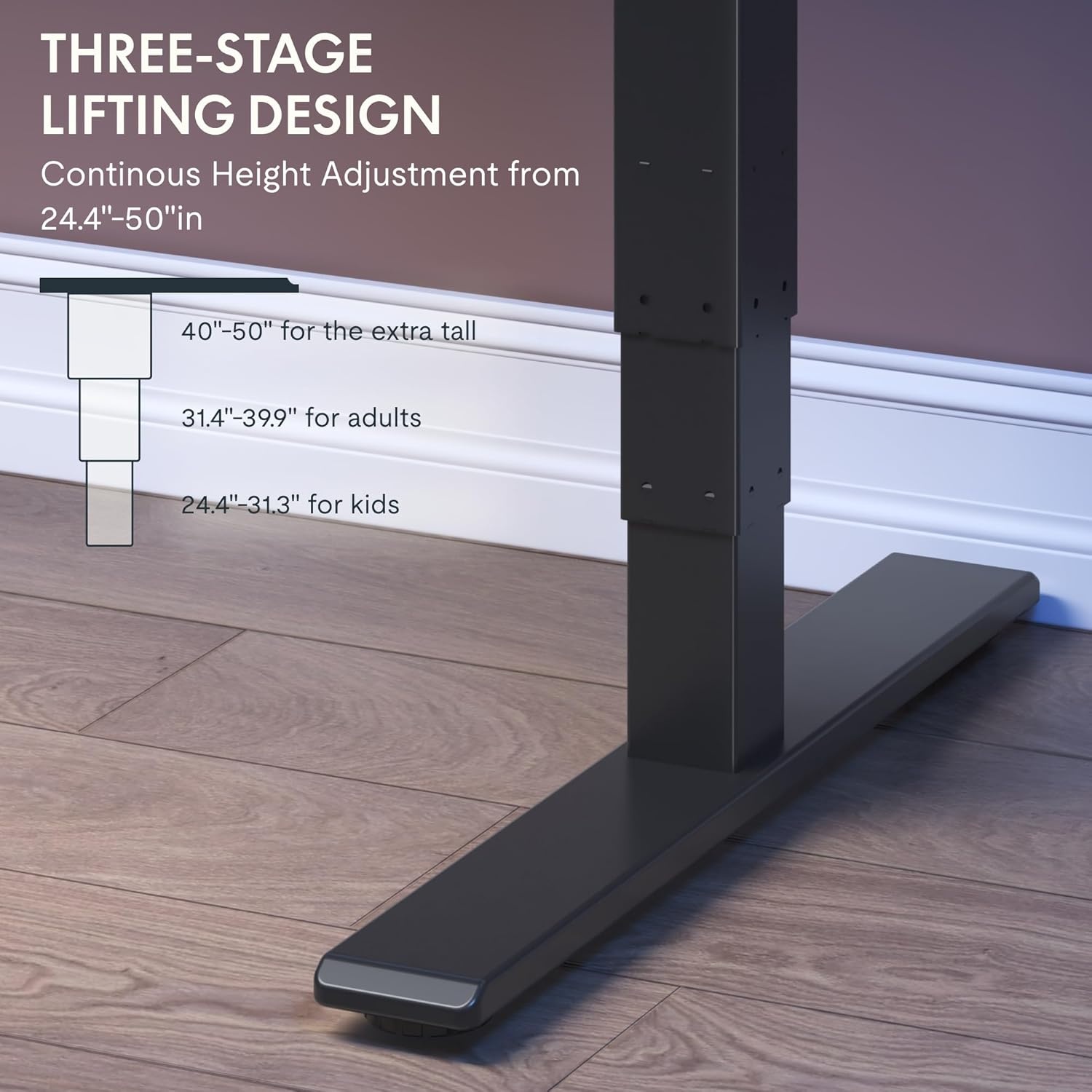 image:imageFLEXISPOT Z8 Luxe Oval Leg Gaming Standing Desk 55x28 in Electric Adjustable Height for MOBA Games Computer Desk for Home Office Gamer with Dual Motors USB Ports Whole Piece Black Frame Black TopBlack E6 Frame Black Top Fps