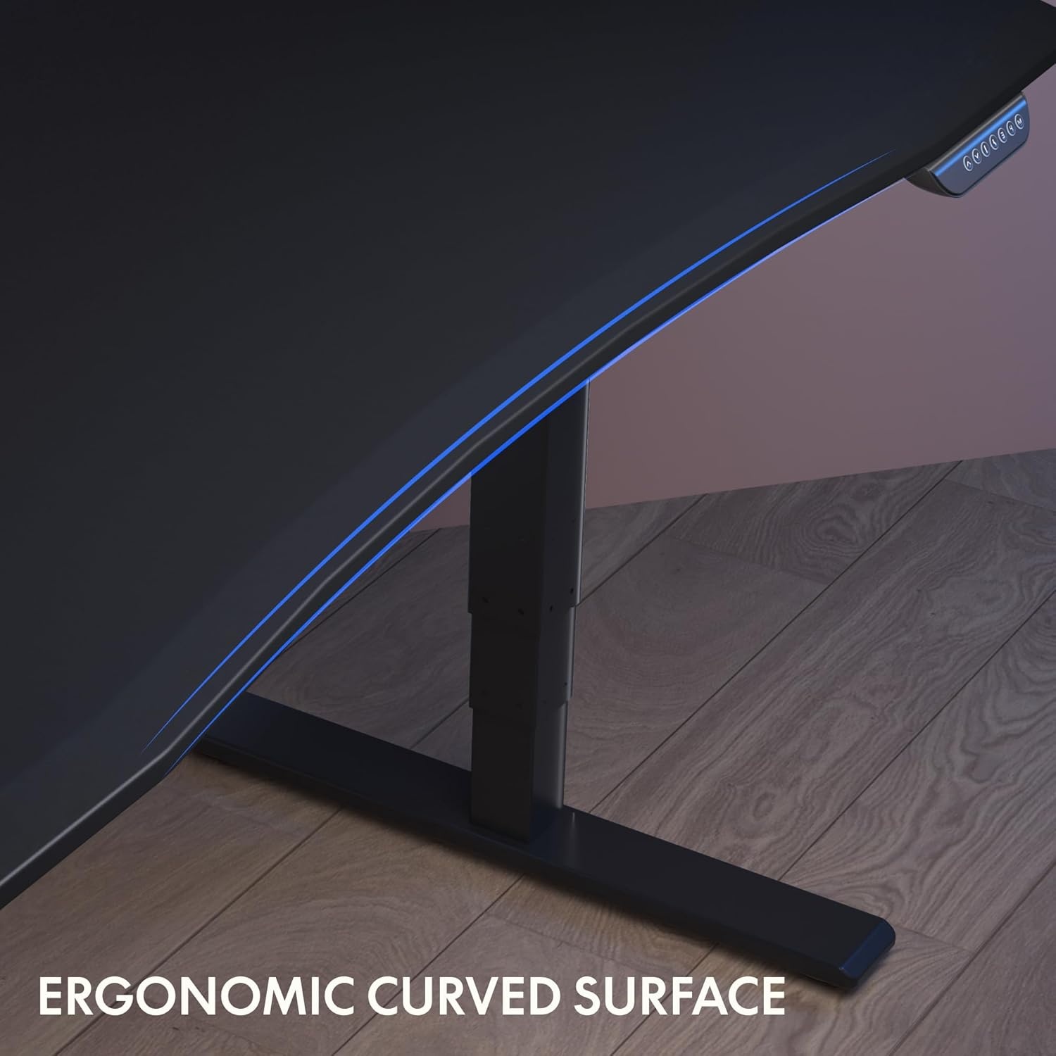 image:imageFLEXISPOT Z8 Luxe Oval Leg Gaming Standing Desk 55x28 in Electric Adjustable Height for MOBA Games Computer Desk for Home Office Gamer with Dual Motors USB Ports Whole Piece Black Frame Black TopBlack E6 Frame Black Top Moba