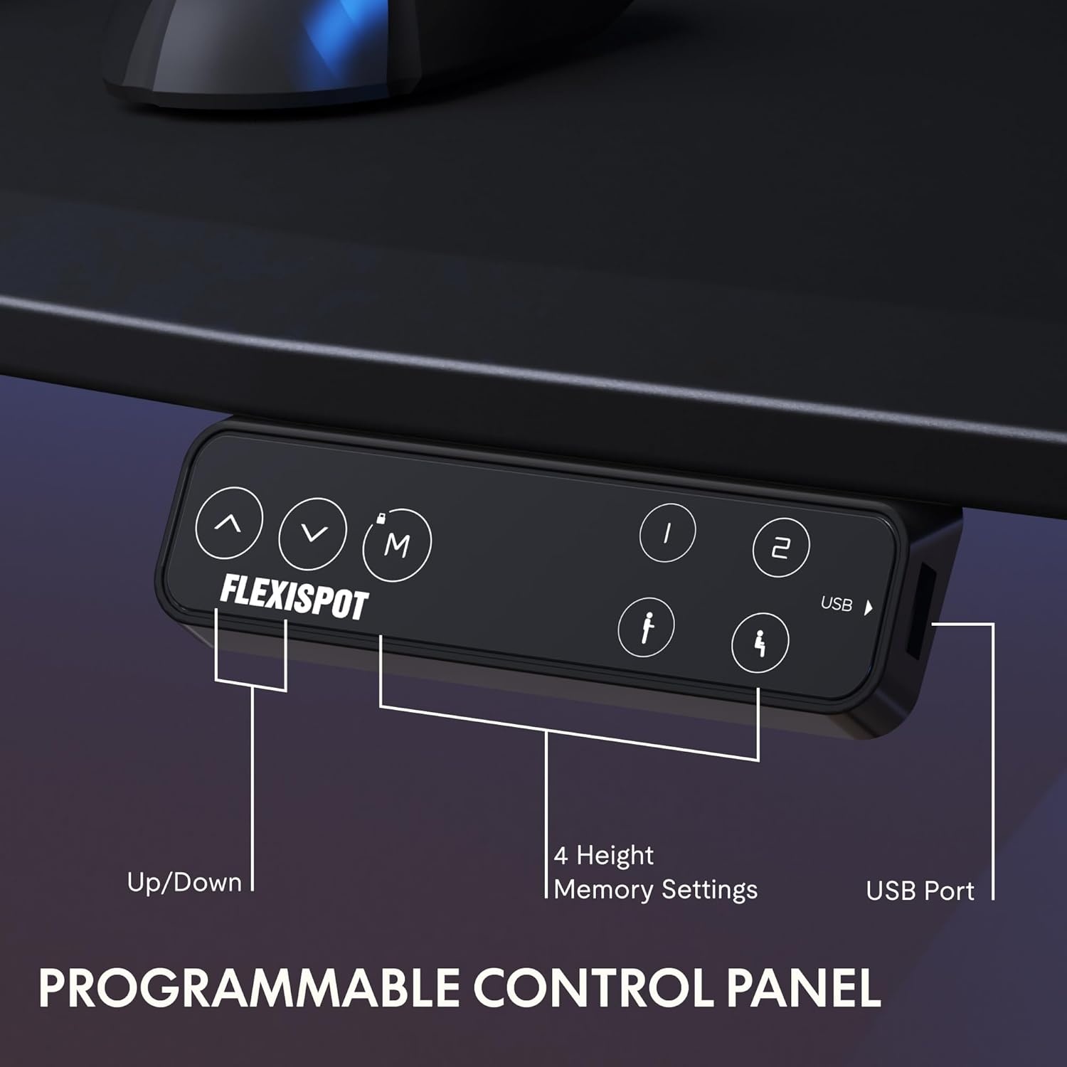 image:imageFLEXISPOT Z8 Luxe Oval Leg Gaming Standing Desk 55x28 in Electric Adjustable Height for MOBA Games Computer Desk for Home Office Gamer with Dual Motors USB Ports Whole Piece Black Frame Black TopBlack E8 Frame Black Top Fps