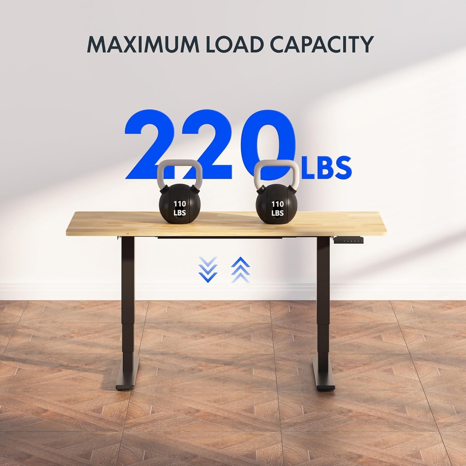 image:imageFlexiSpot E6 Bamboo 3Stage Dual Motor Electric Standing Desk 55 x 28 Sit Stand Up Desk Holds 220 lbs Adjustable Height w Memory Presets Solid Bamboo Desktop amp Black Frame Ships in 2 BoxesBlack Frametop