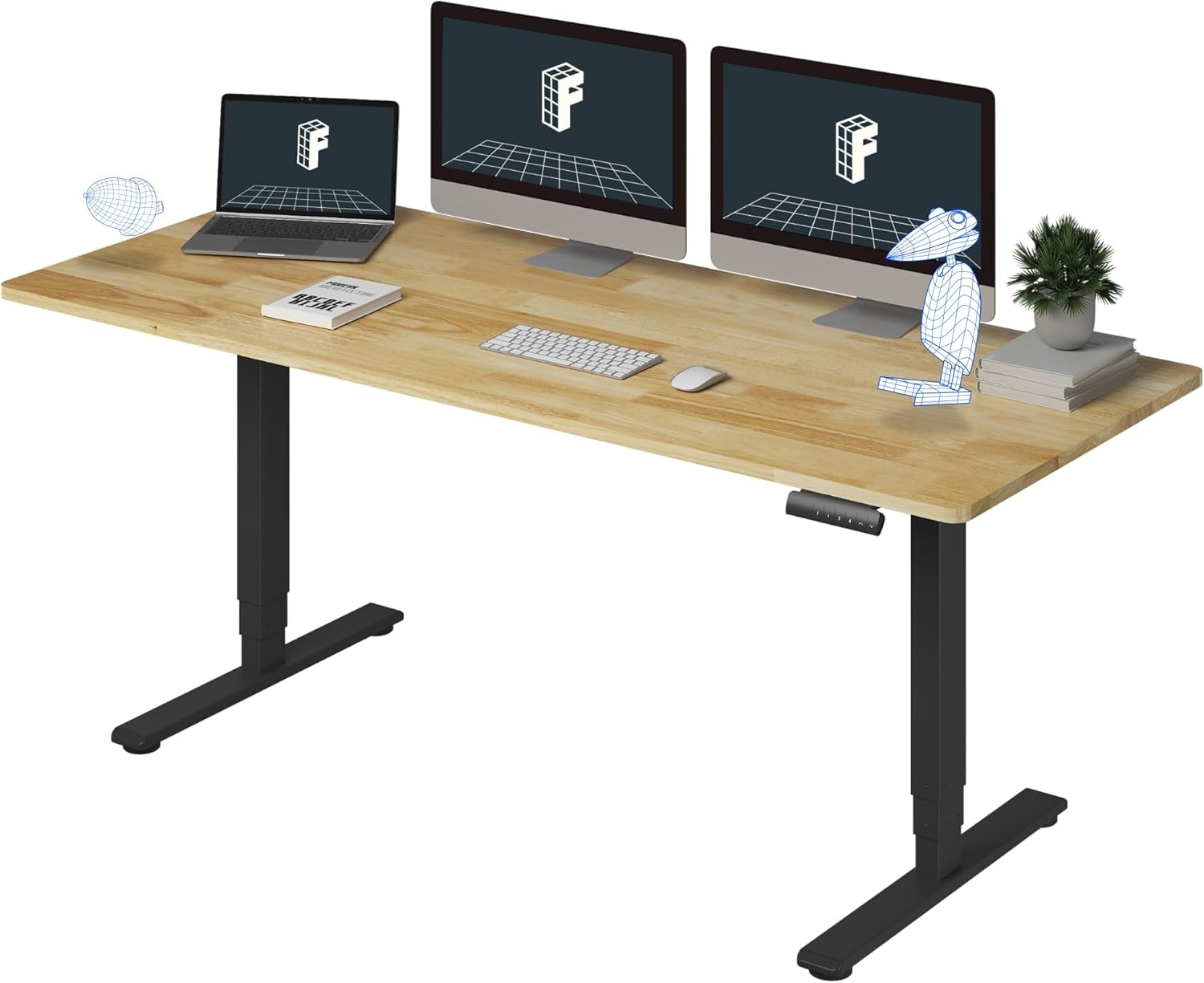 image:imageFlexiSpot E6 Bamboo 3Stage Dual Motor Electric Standing Desk 55 x 28 Sit Stand Up Desk Holds 220 lbs Adjustable Height w Memory Presets Solid Bamboo Desktop amp Black Frame Ships in 2 BoxesBlack Frametop