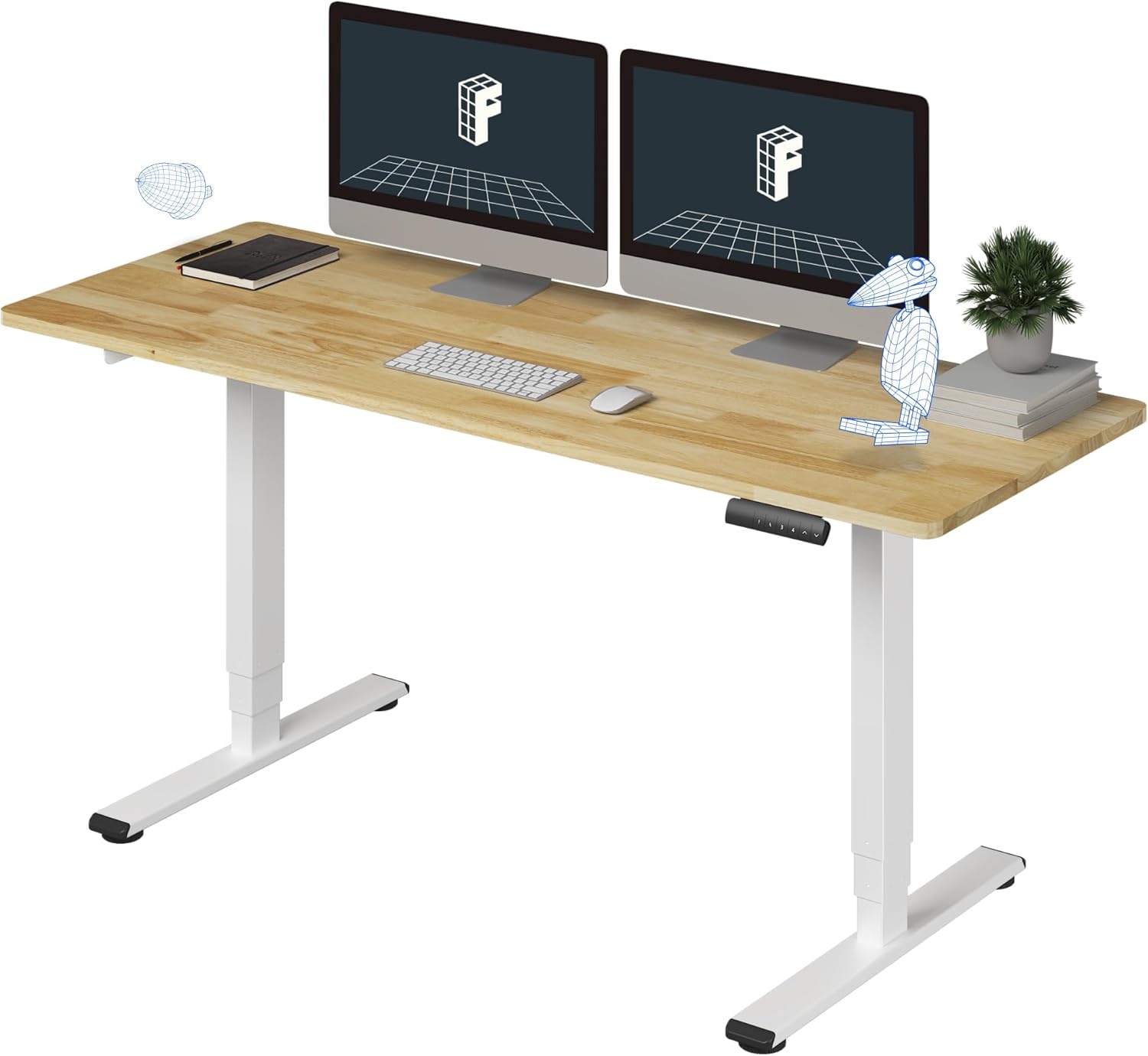 image:imageFlexiSpot E6 Bamboo 3Stage Dual Motor Electric Standing Desk 55 x 28 Sit Stand Up Desk Holds 220 lbs Adjustable Height w Memory Presets Solid Bamboo Desktop amp Black Frame Ships in 2 BoxesWhite Frametop