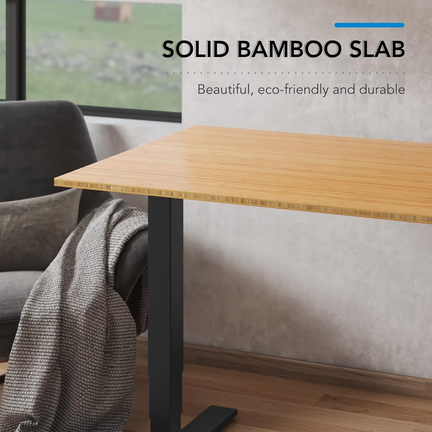 image:imageFlexiSpot E6 Bamboo 3Stage Dual Motor Electric Standing Desk 55 x 28 Sit Stand Up Desk Holds 220 lbs Adjustable Height w Memory Presets Solid Bamboo Desktop amp Black Frame Ships in 2 BoxesBlack Frametop