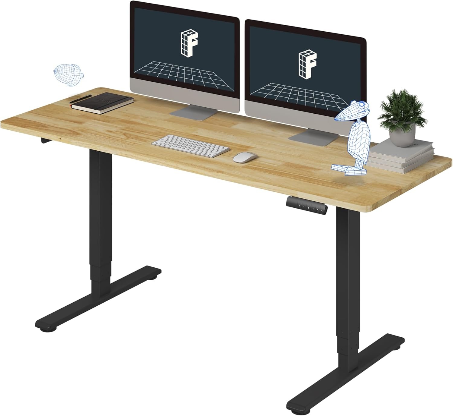 image:imageFlexiSpot E6 Bamboo 3Stage Dual Motor Electric Standing Desk 55 x 28 Sit Stand Up Desk Holds 220 lbs Adjustable Height w Memory Presets Solid Bamboo Desktop amp Black Frame Ships in 2 BoxesBlack Frametop