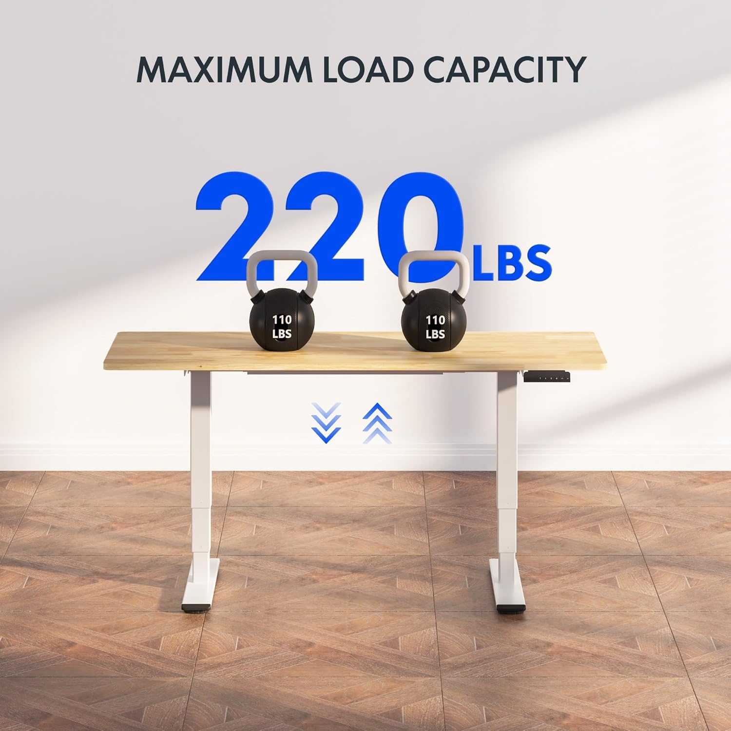 image:imageFlexiSpot E6 Bamboo 3Stage Dual Motor Electric Standing Desk 55 x 28 Sit Stand Up Desk Holds 220 lbs Adjustable Height w Memory Presets Solid Bamboo Desktop amp Black Frame Ships in 2 BoxesWhite Frametop