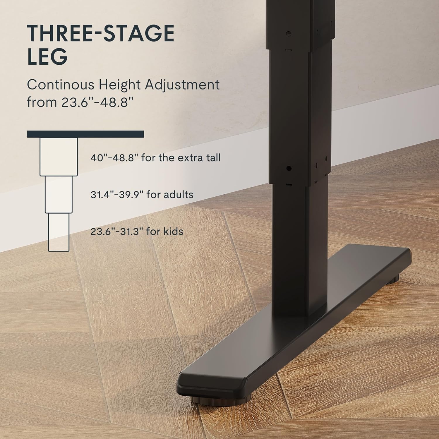 image:imageFlexiSpot E6 Bamboo 3Stage Dual Motor Electric Standing Desk 55 x 28 Sit Stand Up Desk Holds 220 lbs Adjustable Height w Memory Presets Solid Bamboo Desktop amp Black Frame Ships in 2 BoxesBlack Frametop