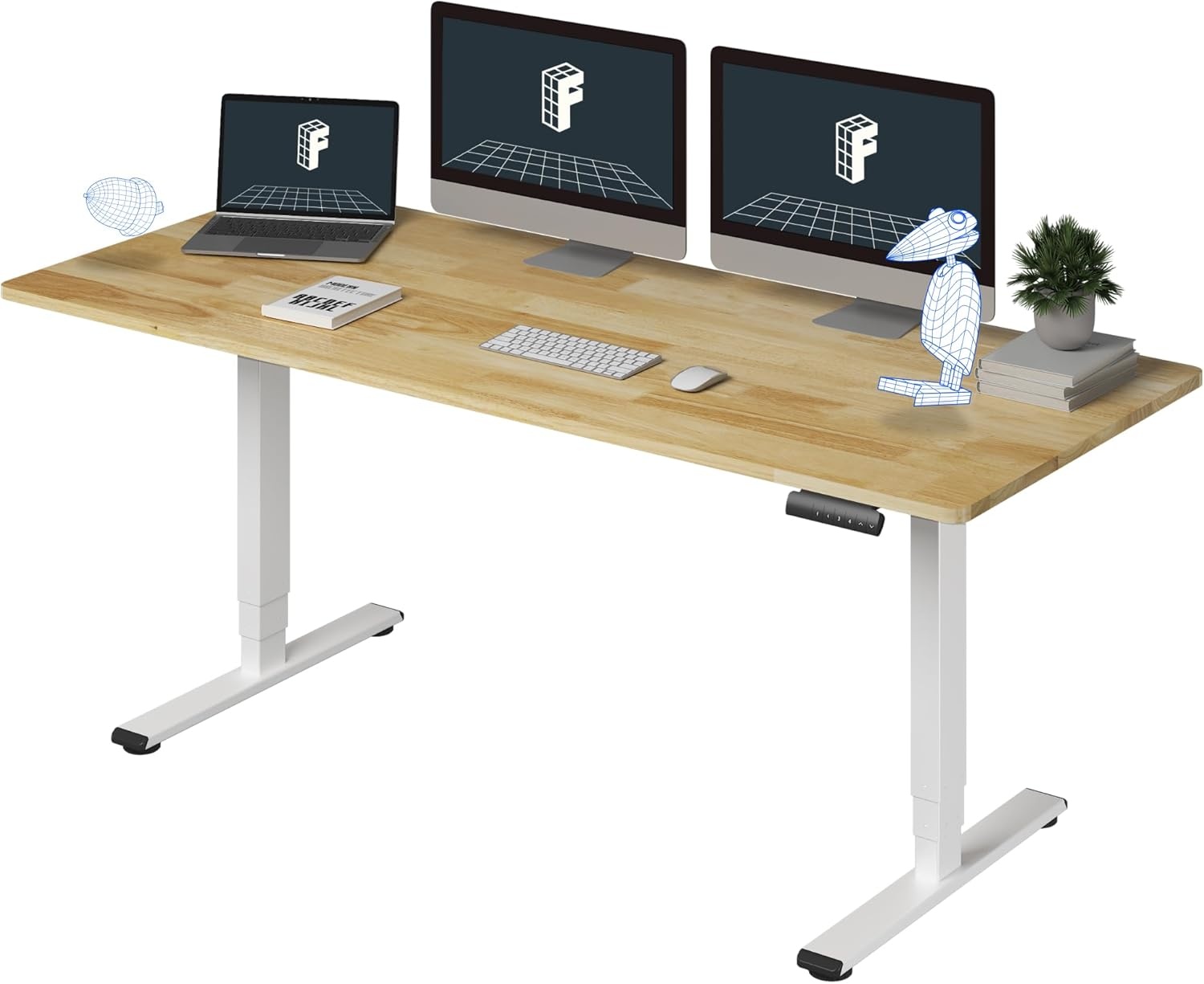 image:imageFlexiSpot E6 Bamboo 3Stage Dual Motor Electric Standing Desk 55 x 28 Sit Stand Up Desk Holds 220 lbs Adjustable Height w Memory Presets Solid Bamboo Desktop amp Black Frame Ships in 2 BoxesWhite Frametop