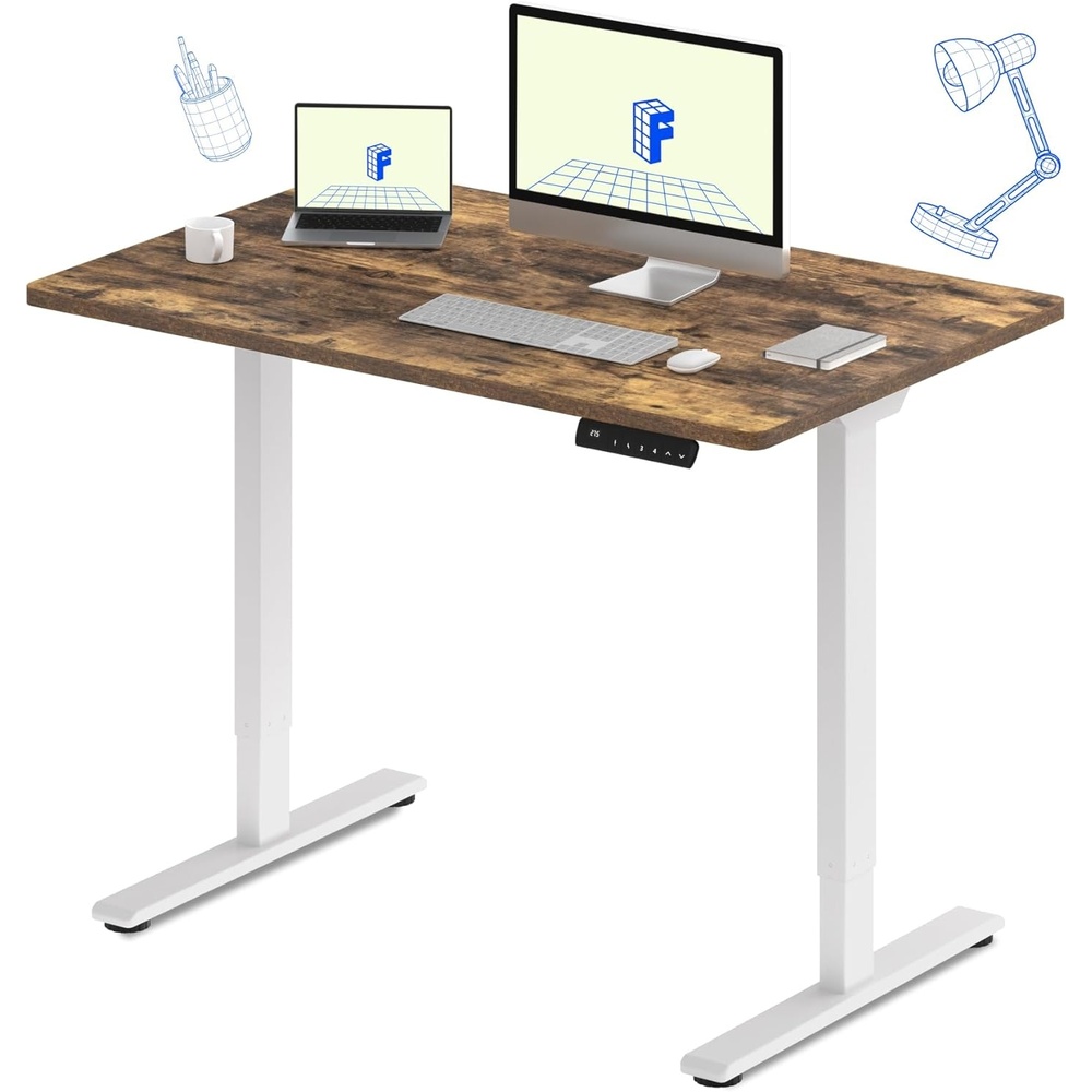image:imageFLEXISPOT E3 Dual Motor Electric Standing Desk 48 x 24 Sit Stand Up Desk Holds 220 lbs Adjustable Height wMemory Presets OnePiece Black Desktop amp Black Frame Ships in 2 BoxesWhite Frame Special Walnut Top