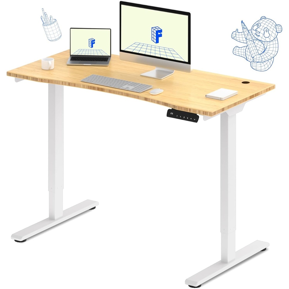 image:imageFLEXISPOT E3 Dual Motor Electric Standing Desk 48 x 24 Sit Stand Up Desk Holds 220 lbs Adjustable Height wMemory Presets OnePiece Black Desktop amp Black Frame Ships in 2 BoxesWhite Frame Curved Top