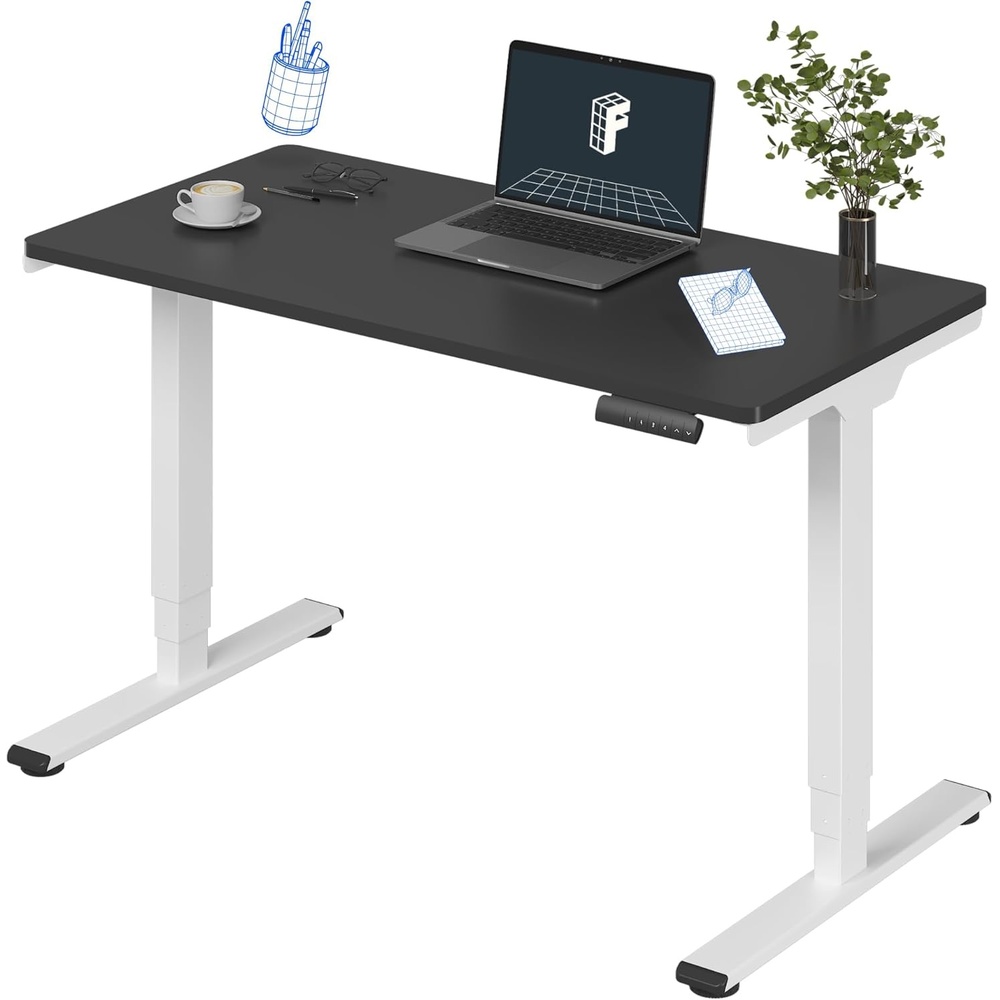 image:imageFLEXISPOT E6 3Stage Dual Motor Electric Standing Desk 55 x 28 Sit Stand Up Desk Holds 220 lbs Adjustable Height wMemory Presets OnePiece Special Walnut Desktop amp Black Frame Ships in 2 BoxesWhite Frame Black Top