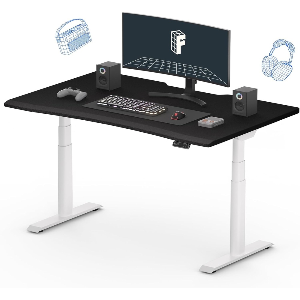 image:imageFLEXISPOT Z8 Luxe Oval Leg Gaming Standing Desk 55x28 in Electric Adjustable Height for MOBA Games Computer Desk for Home Office Gamer with Dual Motors USB Ports Whole Piece Black Frame Black TopWhite E8 Frame Black Top Moba