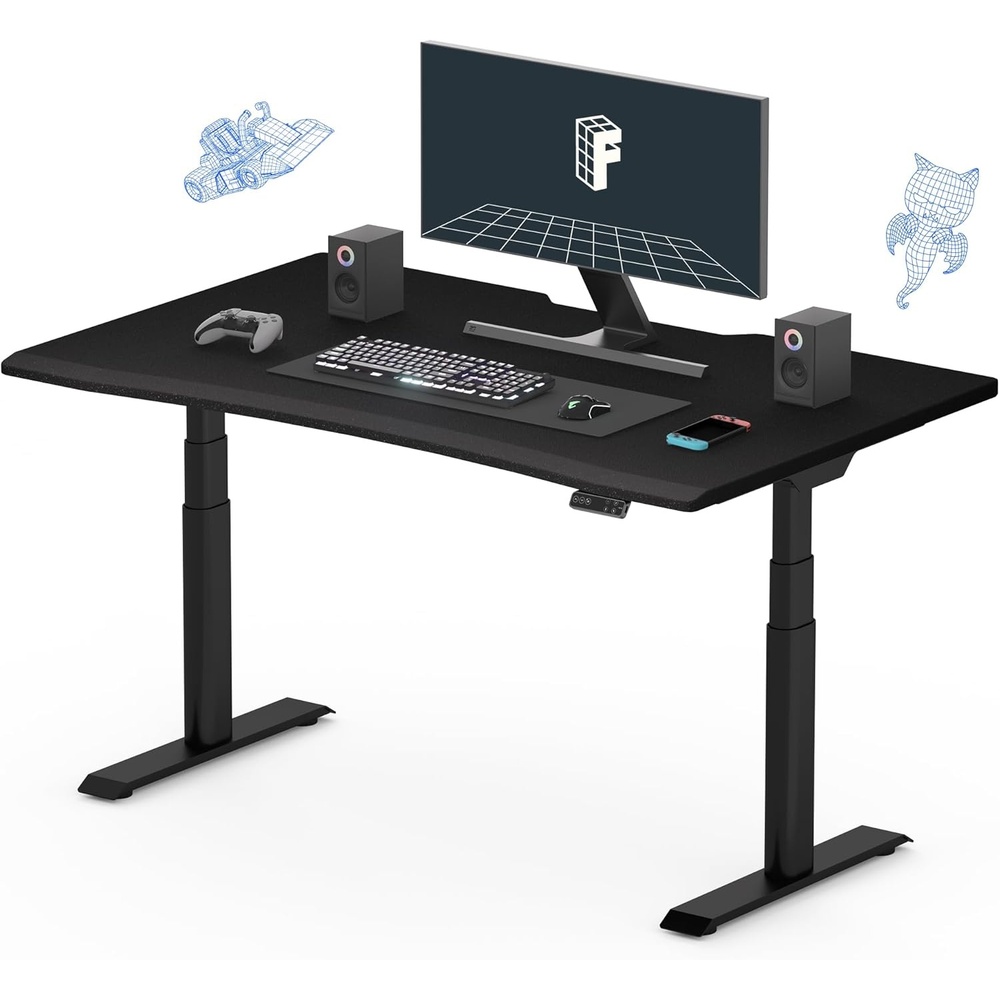 image:imageFLEXISPOT Z8 Luxe Oval Leg Gaming Standing Desk 55x28 in Electric Adjustable Height for MOBA Games Computer Desk for Home Office Gamer with Dual Motors USB Ports Whole Piece Black Frame Black TopBlack E8 Frame Black Top Fps
