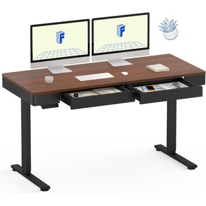 image:imageFLEXISPOT Q8 55 Bamboo Standing Desk Dual Motor 3 Stages Adjustable Height Electric Computer Workstation wWireless Charging Drawer Quick Install 220lbs Capacity Bamboo Tabletop  White FrameDark Walnut