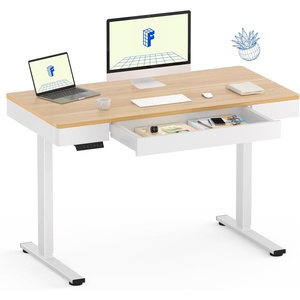 image:imageFLEXISPOT Q8 55 Bamboo Standing Desk Dual Motor 3 Stages Adjustable Height Electric Computer Workstation wWireless Charging Drawer Quick Install 220lbs Capacity Bamboo Tabletop  White FrameMaple
