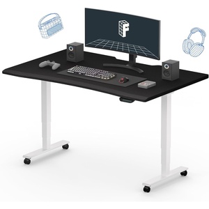 image:imageFLEXISPOT Z8 Luxe Oval Leg Gaming Standing Desk 55x28 in Electric Adjustable Height for MOBA Games Computer Desk for Home Office Gamer with Dual Motors USB Ports Whole Piece Black Frame  Black TopWhite E6 Frame  Black Top Moba