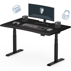image:imageFLEXISPOT Z8 Luxe Oval Leg Gaming Standing Desk 55x28 in Electric Adjustable Height for MOBA Games Computer Desk for Home Office Gamer with Dual Motors USB Ports Whole Piece Black Frame  Black TopBlack E8 Frame  Black Top Moba
