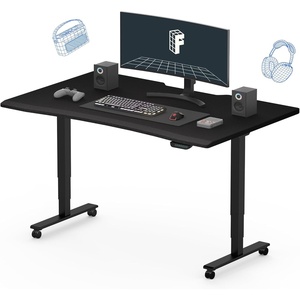 image:imageFLEXISPOT Z8 Luxe Oval Leg Gaming Standing Desk 55x28 in Electric Adjustable Height for MOBA Games Computer Desk for Home Office Gamer with Dual Motors USB Ports Whole Piece Black Frame  Black TopBlack E6 Frame  Black Top Moba