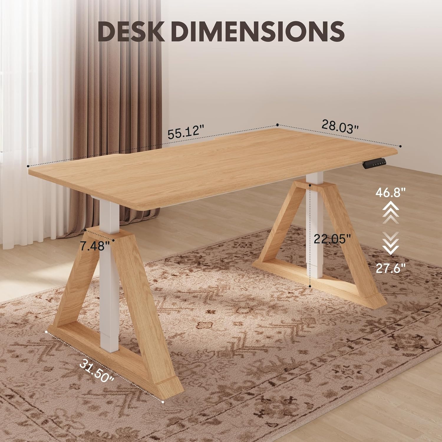 image:imageFLEXISPOT 55 x 48 Inch L Shaped Executive Standing Desk Electric Height Adjustable Desk with Drawers Large Corner Desk for Home Office and Workstation CherryNatural