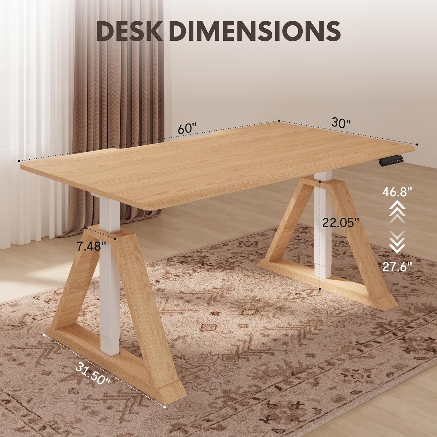 image:imageFLEXISPOT 55 x 48 Inch L Shaped Executive Standing Desk Electric Height Adjustable Desk with Drawers Large Corner Desk for Home Office and Workstation CherryNatural