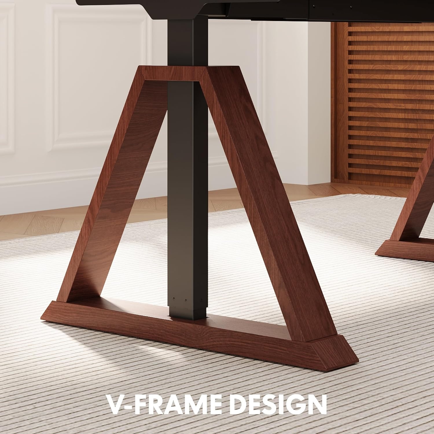 image:imageFLEXISPOT 55 x 48 Inch L Shaped Executive Standing Desk Electric Height Adjustable Desk with Drawers Large Corner Desk for Home Office and Workstation CherryWalnut