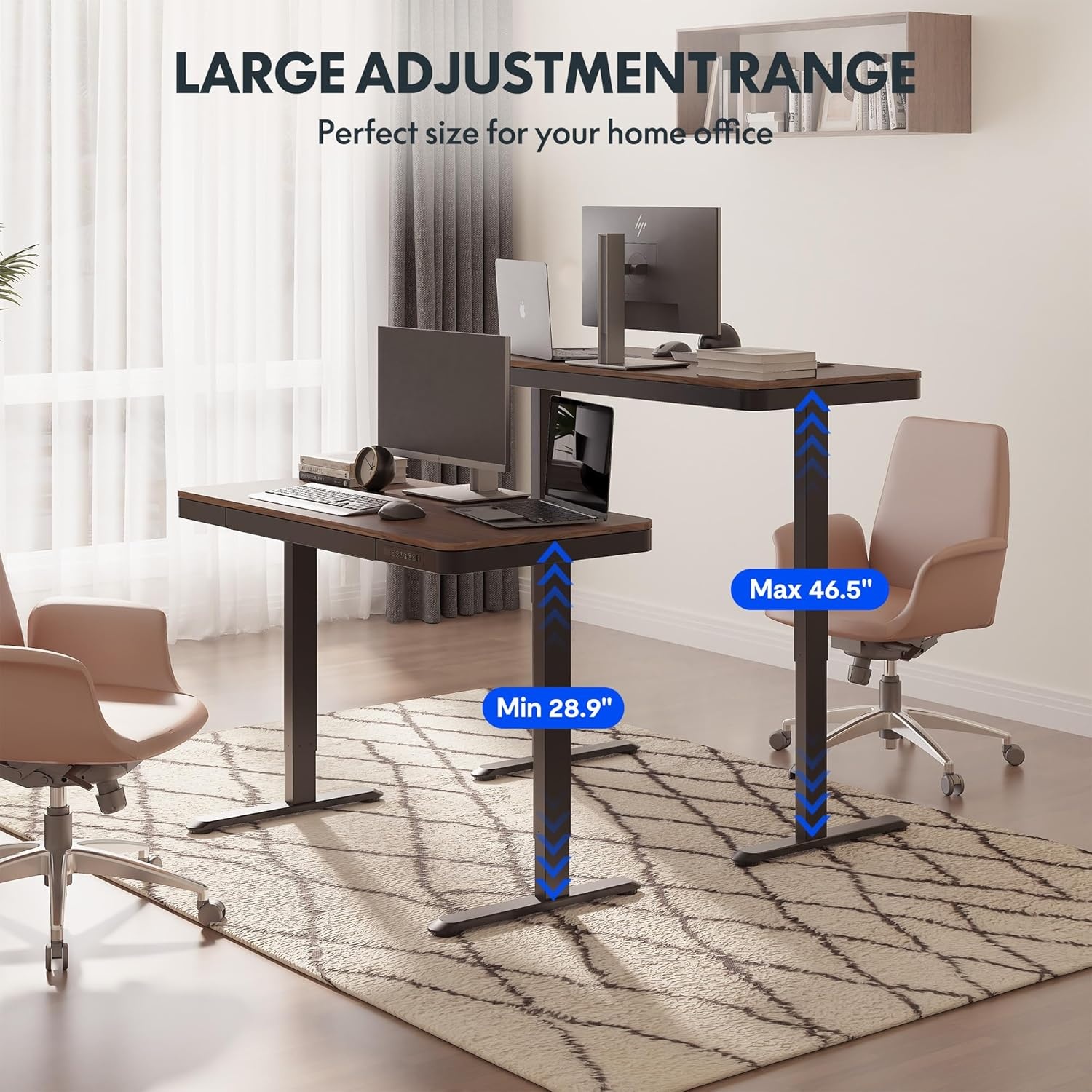 image:imageFLEXISPOT Comhar Electric Pure Glass Standing Desk with Drawer Desktop amp USB Charge Ports 48 Ergonomic Height Adjustable Sit to Stand Desk for Home Office White GlassWood