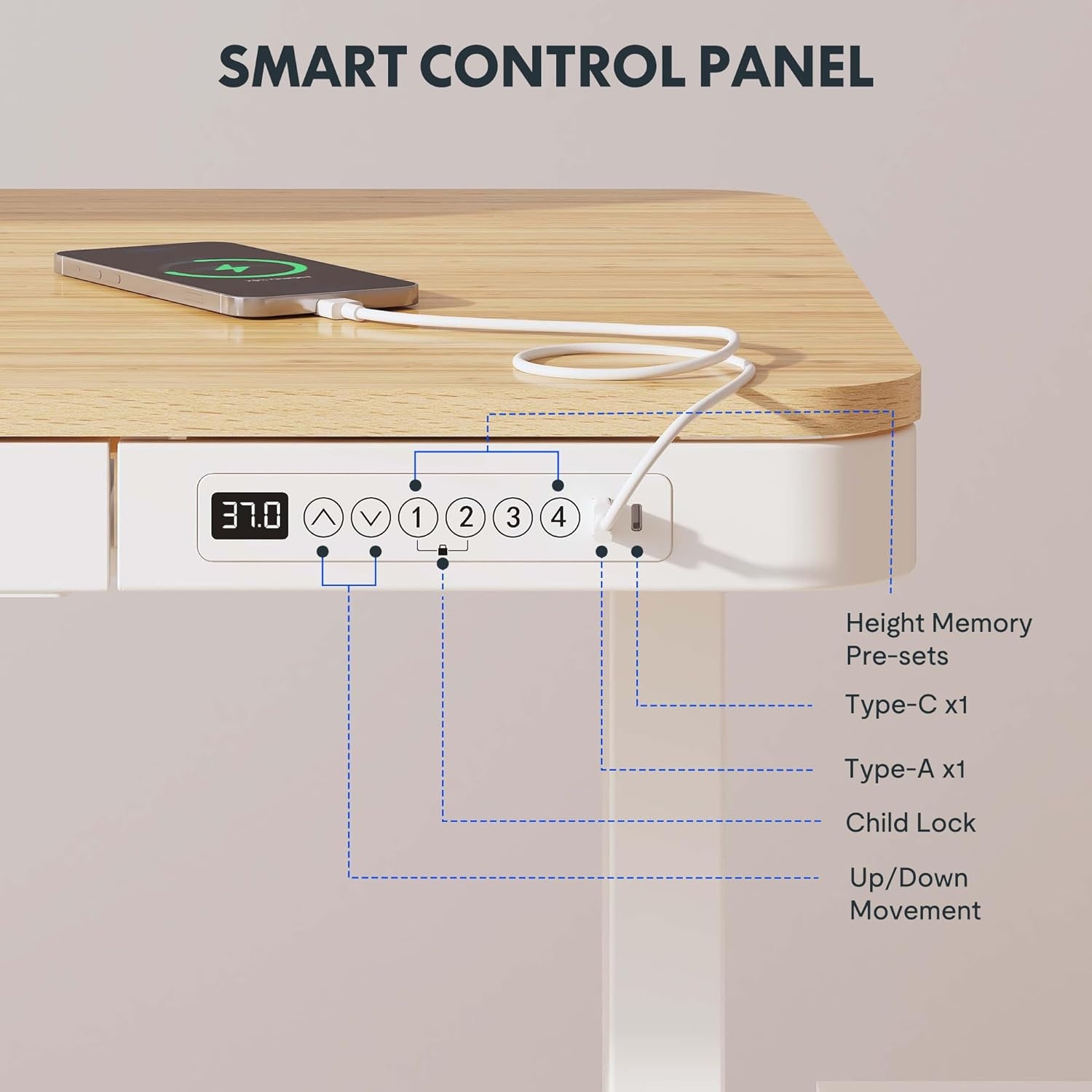 image:imageFLEXISPOT Comhar Electric Pure Glass Standing Desk with Drawer Desktop amp USB Charge Ports 48 Ergonomic Height Adjustable Sit to Stand Desk for Home Office White GlassWood