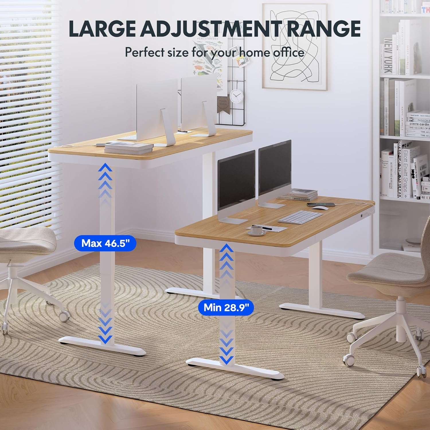 image:imageFLEXISPOT Comhar Electric Pure Glass Standing Desk with Drawer Desktop amp USB Charge Ports 48 Ergonomic Height Adjustable Sit to Stand Desk for Home Office White GlassWood