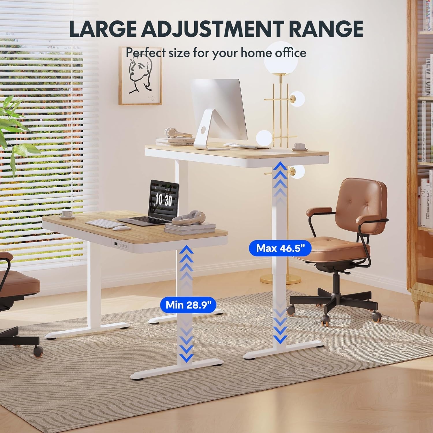 image:imageFLEXISPOT Comhar Electric Pure Glass Standing Desk with Drawer Desktop amp USB Charge Ports 48 Ergonomic Height Adjustable Sit to Stand Desk for Home Office White GlassWood