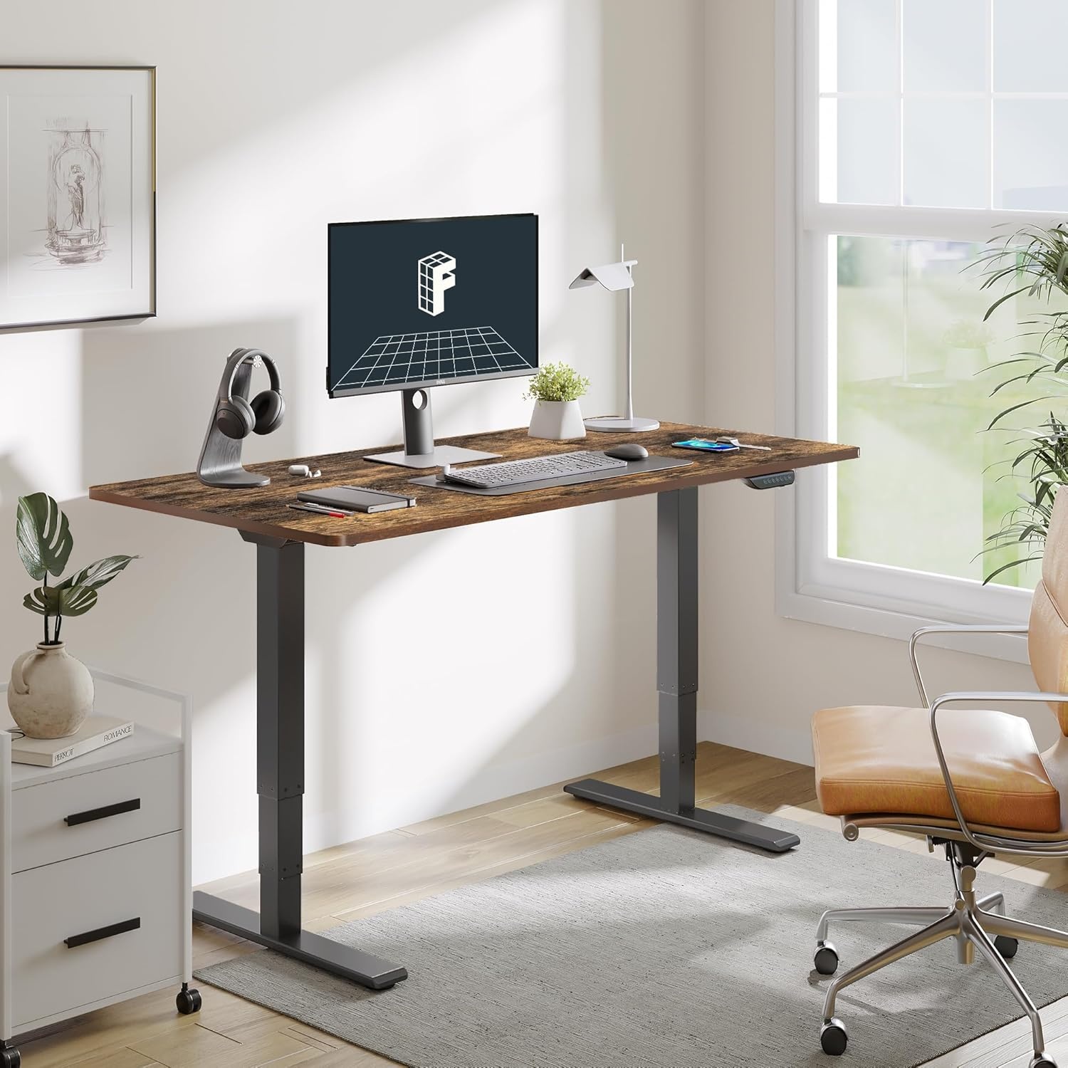 image:imageFLEXISPOT E6 MAX Bamboo Dual Motor 48x24 Inch 3Stage Heavy Duty Standing Desk 330lbs Weight Capacity Height Adjustable Desk wCable Management amp Wheels Solid Bamboo Desktop Black FrameBlack Frame Special Walnut Top