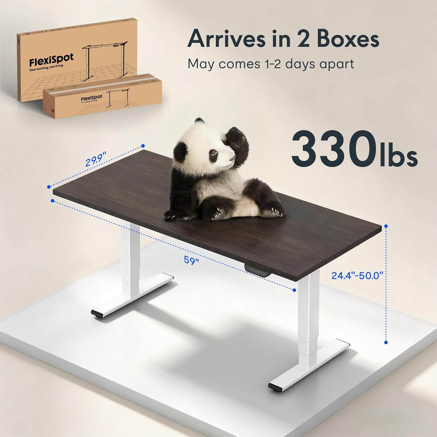 image:imageFLEXISPOT E6 MAX Bamboo Dual Motor 48x24 Inch 3Stage Heavy Duty Standing Desk 330lbs Weight Capacity Height Adjustable Desk wCable Management amp Wheels Solid Bamboo Desktop Black FrameWhite Frame Walnut Bamboo Top
