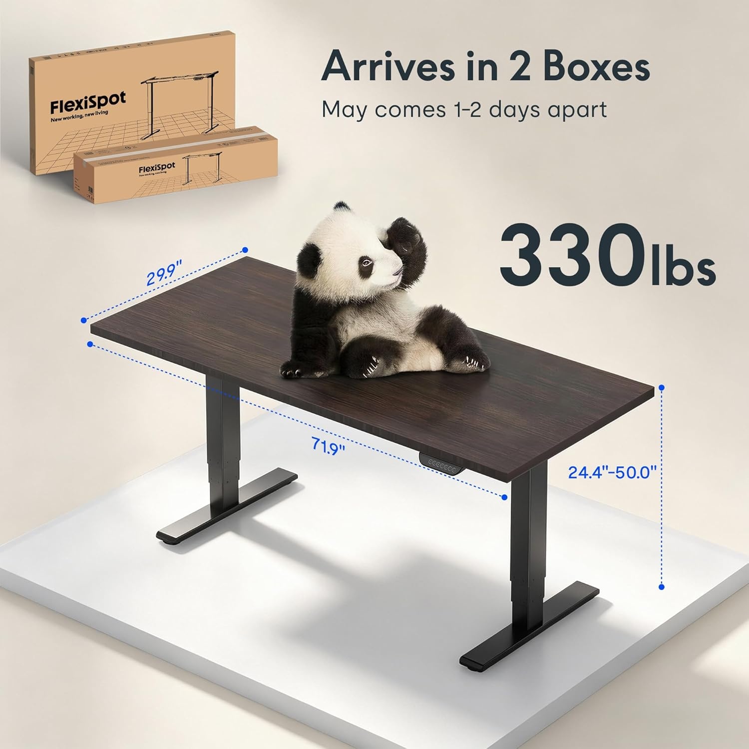 image:imageFLEXISPOT E6 MAX Bamboo Dual Motor 48x24 Inch 3Stage Heavy Duty Standing Desk 330lbs Weight Capacity Height Adjustable Desk wCable Management amp Wheels Solid Bamboo Desktop Black FrameBlack Frame Walnut Bamboo Top
