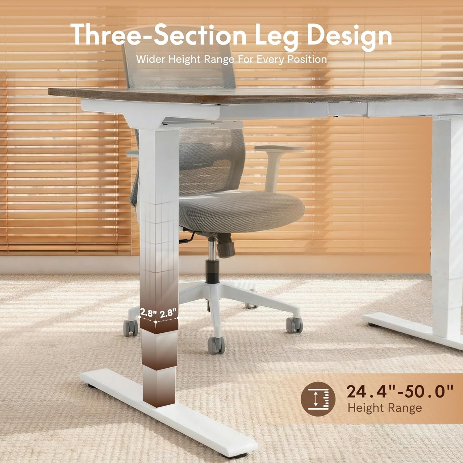 image:imageFLEXISPOT E6 MAX Bamboo Dual Motor 48x24 Inch 3Stage Heavy Duty Standing Desk 330lbs Weight Capacity Height Adjustable Desk wCable Management amp Wheels Solid Bamboo Desktop Black FrameWhite Frame Natural Top
