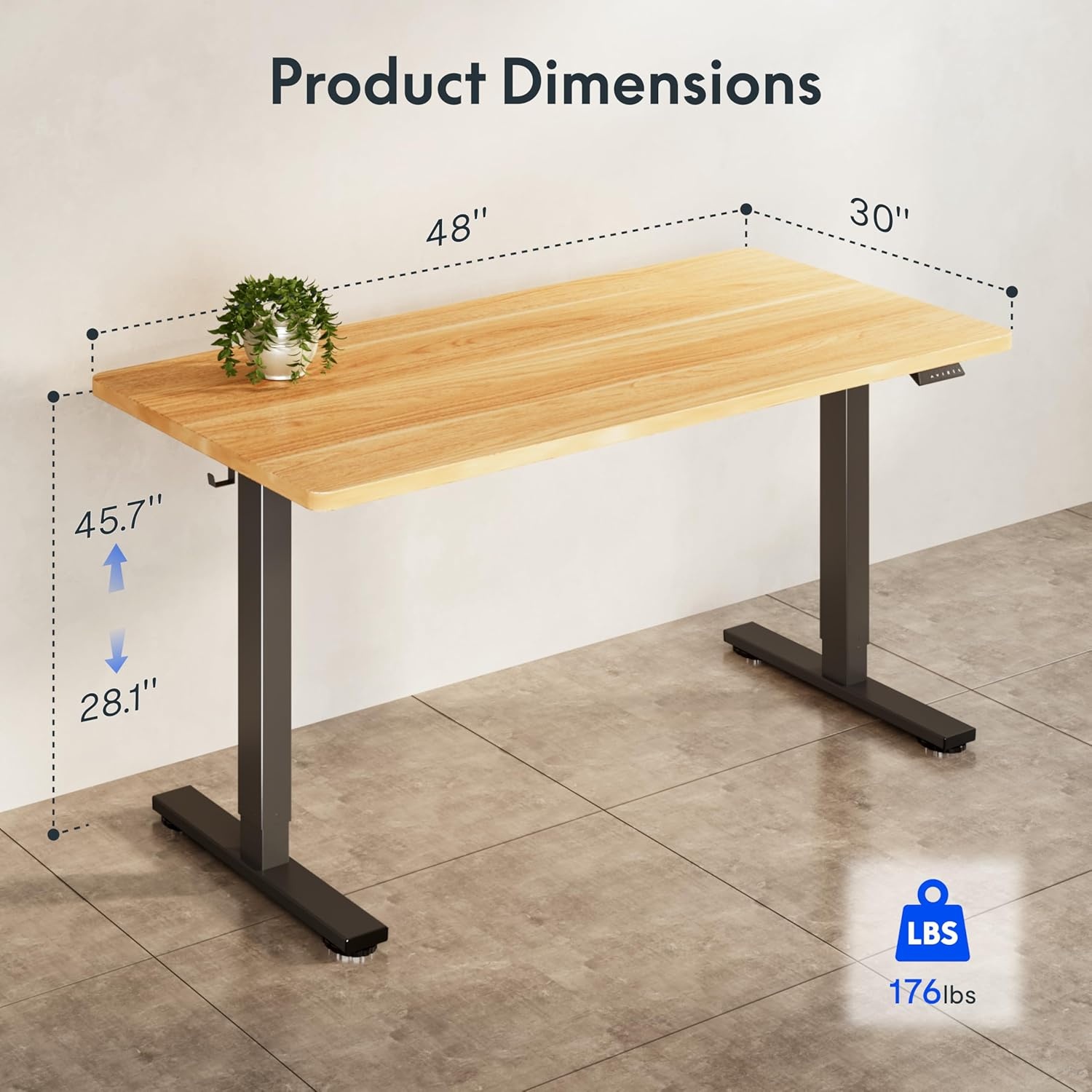 image:imageFLEXISPOT Electric Adjustable Workbench 55x28 Inches Ergonomic Worktable with Drawer for Garage Workshop Office and Home Spacious Desktop for Woodworking Sewing and Crafts White 3 Packages4830 Maple