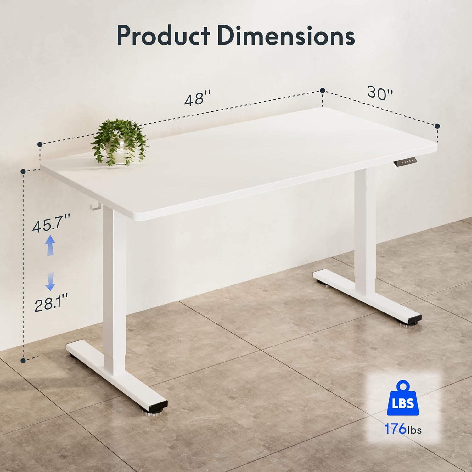 image:imageFLEXISPOT Electric Adjustable Workbench 55x28 Inches Ergonomic Worktable with Drawer for Garage Workshop Office and Home Spacious Desktop for Woodworking Sewing and Crafts White 3 Packages4830 White