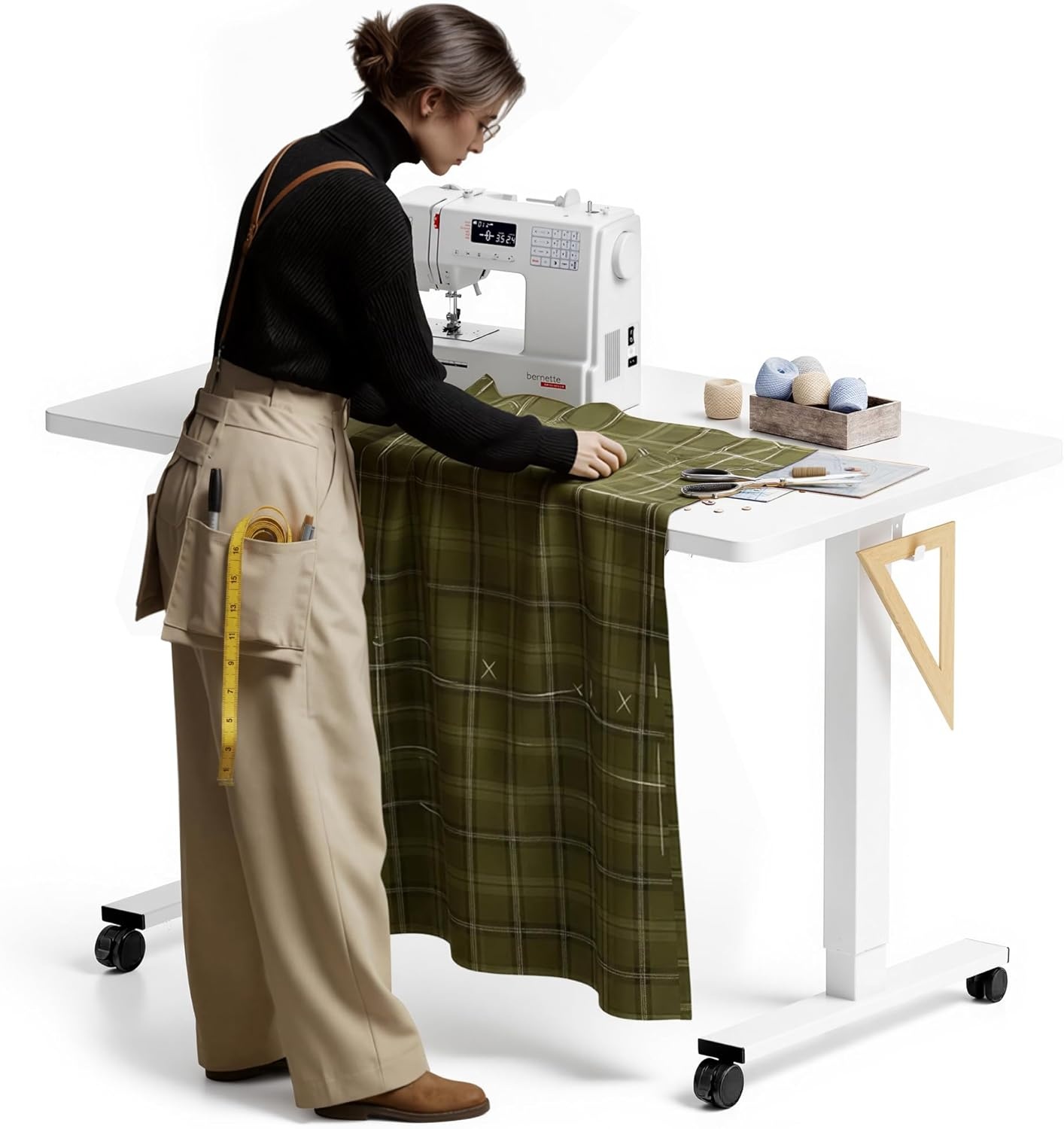 image:imageFLEXISPOT Electric Adjustable Workbench 55x28 Inches Ergonomic Worktable with Drawer for Garage Workshop Office and Home Spacious Desktop for Woodworking Sewing and Crafts White 3 Packages4830 White