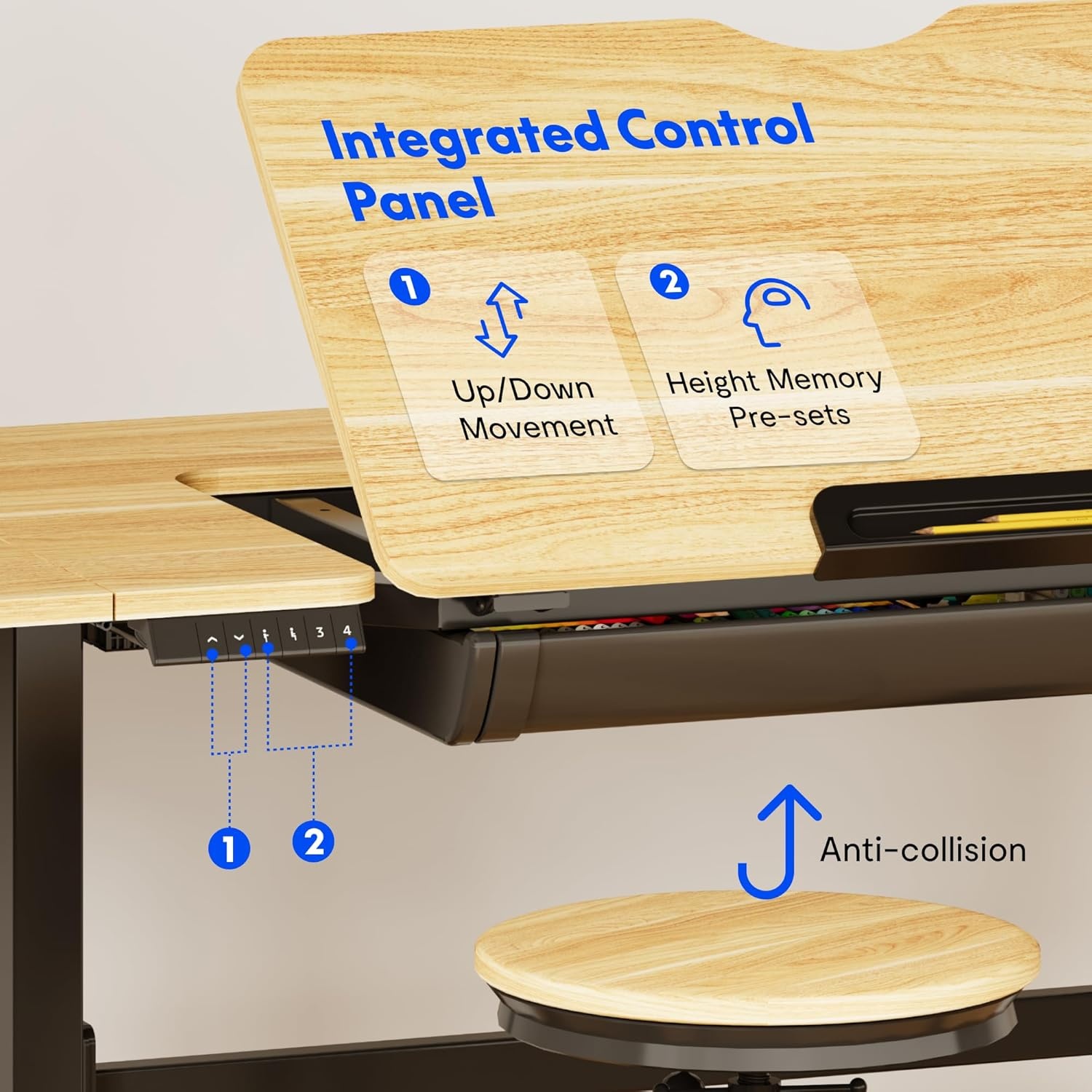 image:imageFLEXISPOT Electric Drafting Table Adjustable Height 472x236 Standing Drawing Desk Extendable Top Craft Workstation wTilting Tabletop Storage Drawer for Study Office Studio Art Adult amp Kid