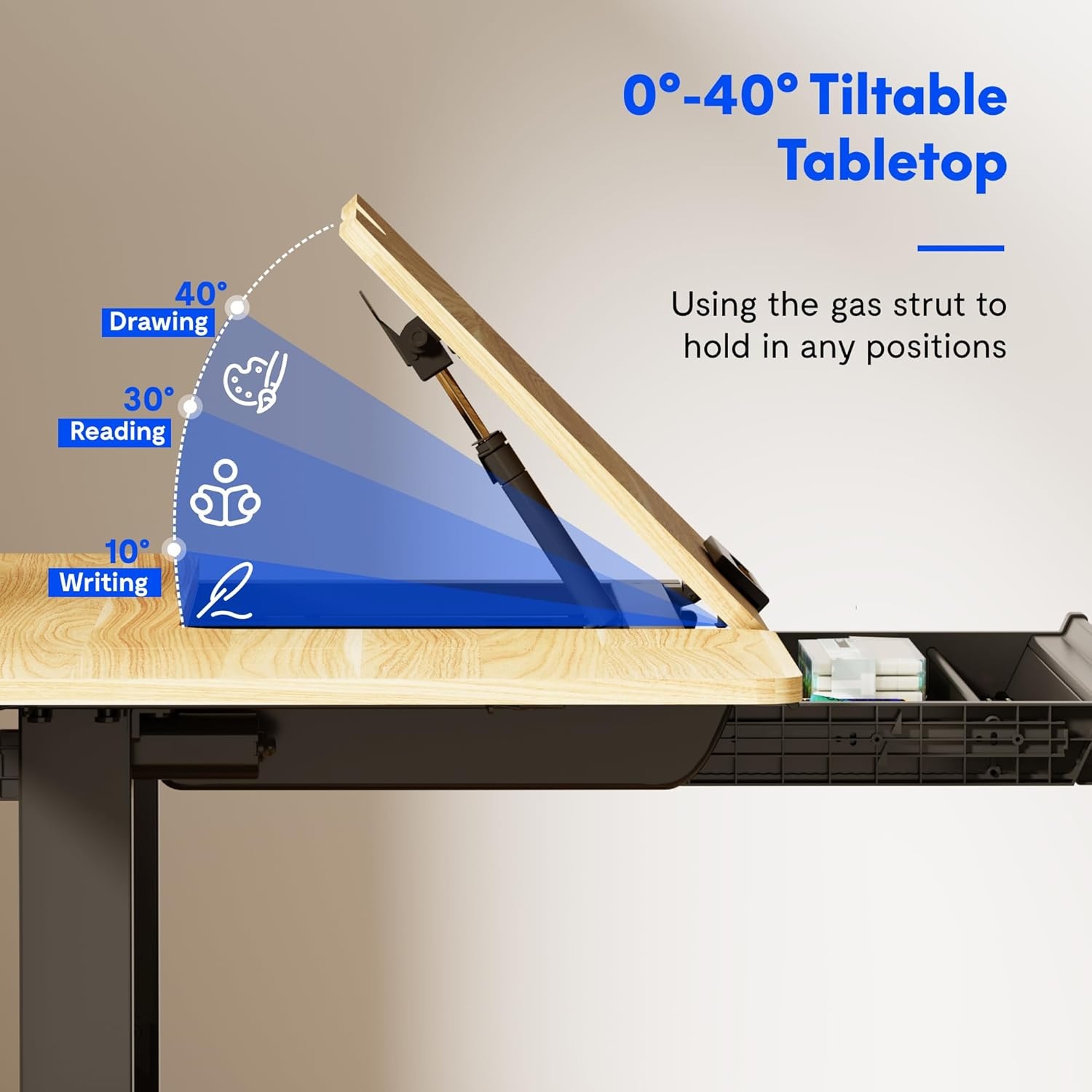 image:imageFLEXISPOT Electric Drafting Table Adjustable Height 472x236 Standing Drawing Desk Extendable Top Craft Workstation wTilting Tabletop Storage Drawer for Study Office Studio Art Adult amp Kid