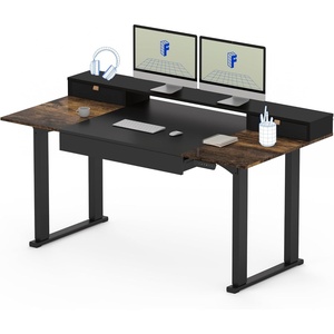 image:imageFLEXISPOT 63x32 in 4Leg Standing Desk with Storage Electric Adjustable Height with 3 Drawers amp Shelving Home Office Workstation Black  Special Walnut TopBlack Frame  Black Special Walnut Top With Drawers