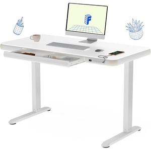 image:imageFLEXISPOT Comhar Electric Pure Glass Standing Desk with Drawer Desktop amp USB Charge Ports 48 Ergonomic Height Adjustable Sit to Stand Desk for Home Office White GlassGlass