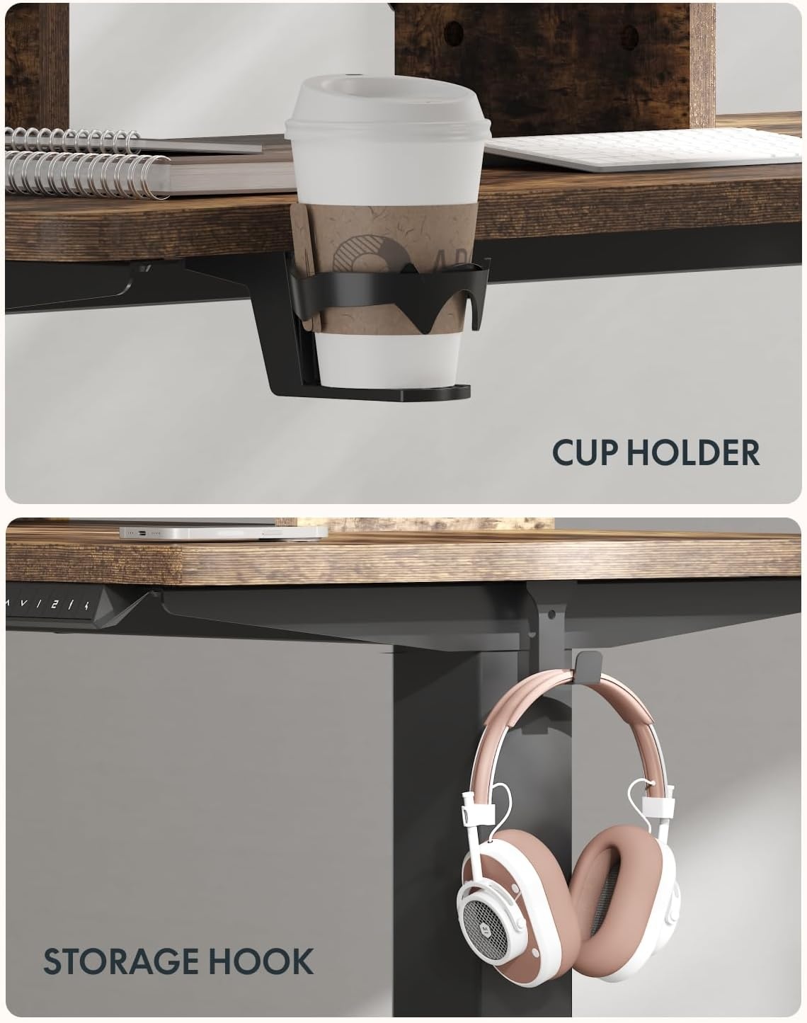 image:imageFLEXISPOT 71x32 Inch Electric Large Standing Desk for Home amp Office Spacious Splice Board Desk with Cable Management amp Organizer Cup Holder amp Hook BlackRustic Riser
