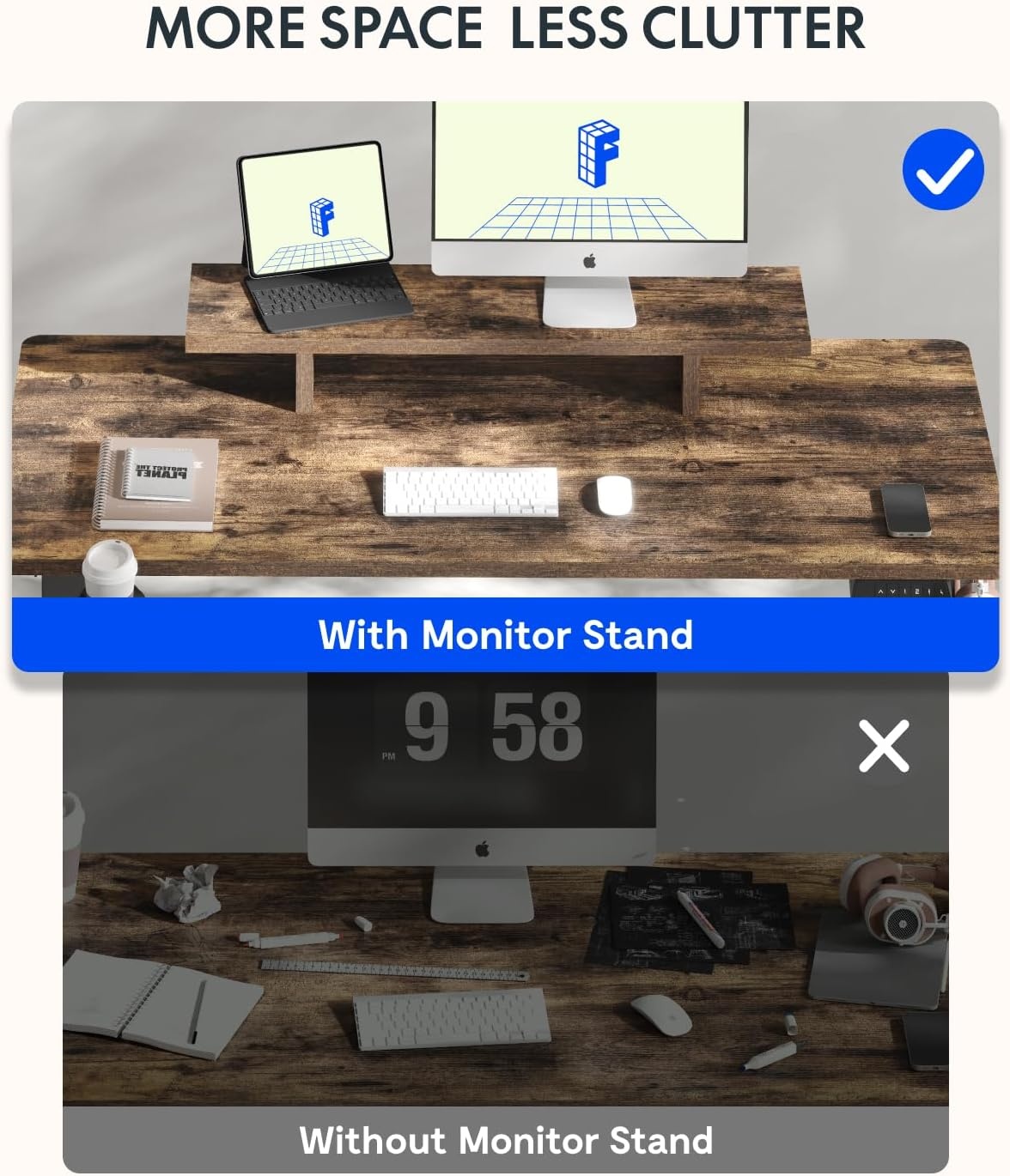 image:imageFLEXISPOT 71x32 Inch Electric Large Standing Desk for Home amp Office Spacious Splice Board Desk with Cable Management amp Organizer Cup Holder amp Hook BlackRustic Riser
